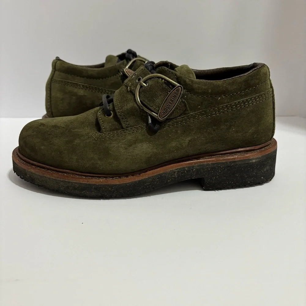 Women’s Wolverine Olive Suede Steel Toe Shoes Size 6